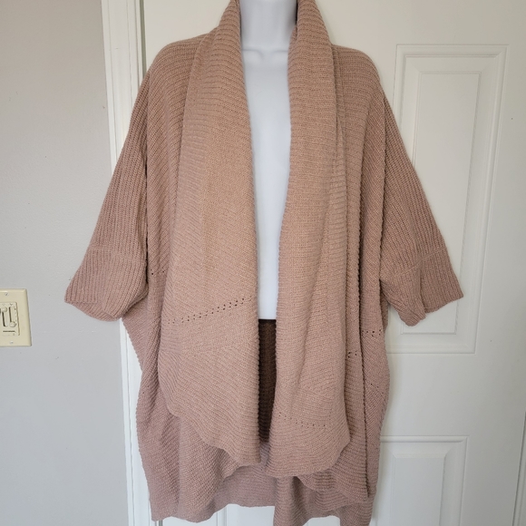 NWT Anthropologie Sleeping On Snow Open Cardigan Pink Blush Ribbed One Size - Picture 3 of 9